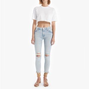 MOTHER The Stunner Zip Ankle Step Fray Light